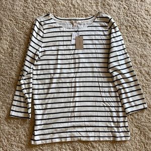 J. Crew Factory Black and white striped 3/4 sleeve tee - NWT